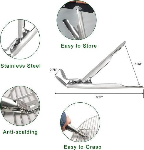 Set BBQ Ash Removal Tool for Big Green Egg Accessories, Kamado Grill Cleaning Tools Include Ash Rake and Ash Pan