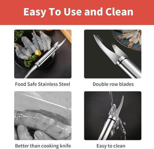 Stainless Steel Shrimp Deveiner Tool, Efficient Shrimp Peeler and Cleaner for Easy Shrimp Deveining