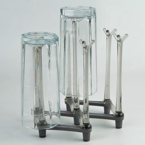 2 Pcs Cup Drying Racks Set, Retractable Drinking Glass & Baby Bottle Drainer Stand for Kitchen Countertop