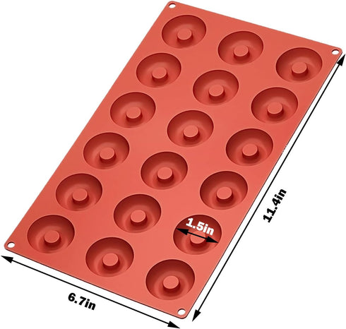 2pcs Silicone Mold for Mini Donut, 18 Cavities Donut Molds Home Reusable Donut Baking Pan Tray