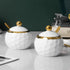 Golf Porcelain Sugar Bowl Condiment Pot, Salt Container with Lid, Spoon and Tray, Set of 3, Modern Spice Box Seasoning