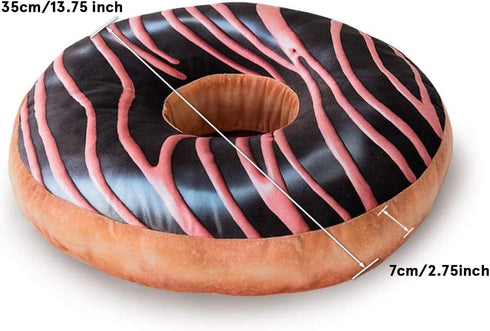 HYSEAS Round Throw Pillow, 14 Inch Chocolate Pink Donut, 3D Digital Print Decorative Soft Plush Pillow
