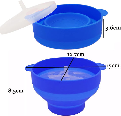 Mini Microwave Popcorn Popper, BPA Free Silicone Popcorn Popper Microwave Collapsible, Microwave Popcorn Maker, Microwave Popcorn Bowl, Dishwasher Safe (Deep Sea Blue) by YINGD