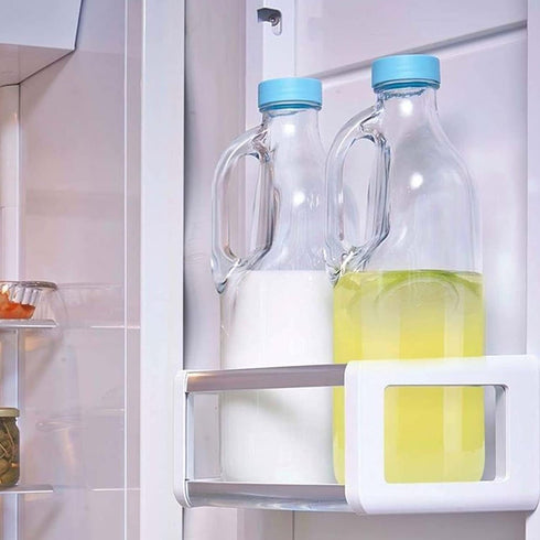 2 47oz Pc Clear Glass Pitchers with Handles and Lids - Airtight Refrigerator Water Juice Jugs for Kitchen