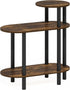 3-Tier Furinno Turn-N-Tube Side Table, Oval Sofa End Table with Open Shelf, Toolless Assembly Night Stand, Bedside