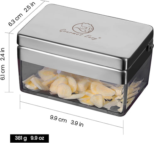 2 1, 5 Garlic Press Stainless Steel, Garlic Chopper Mini & Slicer Super Thin in Odor Free Ginger Dicer with Storage