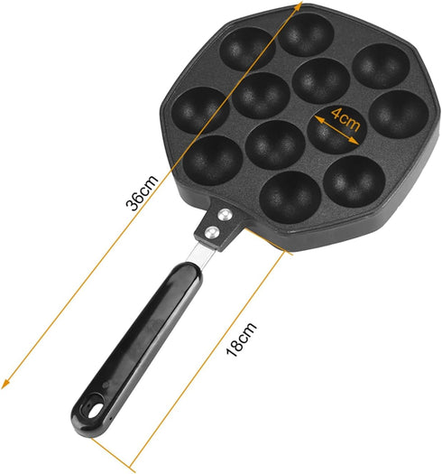 Home 12 Cavity Octopus Grilling Pan, Non Stick Pancake Maker for Takoyaki and Dessert Cakes