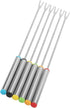 Fondue Sticks 6pcs, Stainless Steel Smores Sticks with Heat Resistant Handle for Cheese Meat Chocolate Dessert Roast