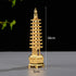 BRABUD 7'' Alloy Fengshui 9 Level Pagoda Wenchang Tower Statue, Protection Business Rises Desk Decor, Golden Color