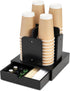 Coffee Station Organizer for Countertop, 4 Compartment Bamboo Coffee Bar Accessories and Disposable Cup Dispenser