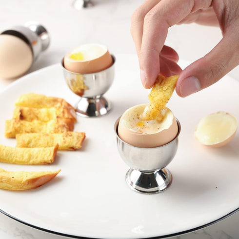 Leegg Set 12 Egg Holder Cup of Egg Cups for Soft & Hard Boiled Eggs Stainless Steel Egg Holders Kitchen Tool
