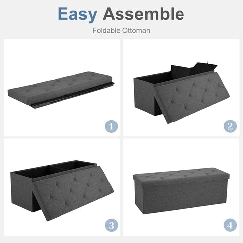 43in 660lbs, DUMOS Storage Ottoman Bench, Storage Chest, End of Bed Foot Rest Stool with Padded Seat, Bedroom Bench