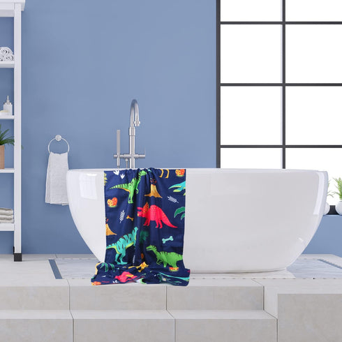 30" 60", LIVILAN Dinosaur Beach Towel for Kids, Soft Microfiber X Quick Dry, Sand Free, Perfect for Boys Bath, Pool