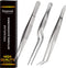 Kitchen Cooking Tweezers Culinary, 3 Piece Set Stainless Steel Precision Tongs with Offset Tip for Food Design Styling