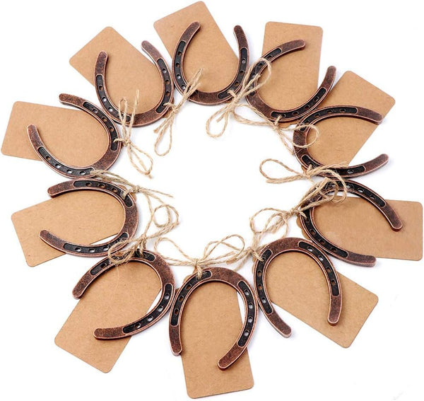 OurWarm 10pcs Good Lucky Horseshoe Wedding Favors with Kraft Tags for Vintage Party Decorations