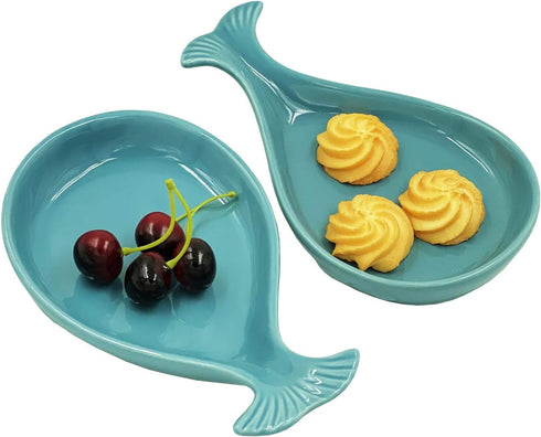 Aqua Blue Whale Spoon Rest for Kitchen Counter, Ceramic Spoon Holder for Stove Top, Modern Farmhouse Kitchen Décor, 7.8