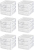 Sterilite Clearview Plastic Multipurpose Small 3 Drawer Desktop Storage Unit, White, 6 Pack