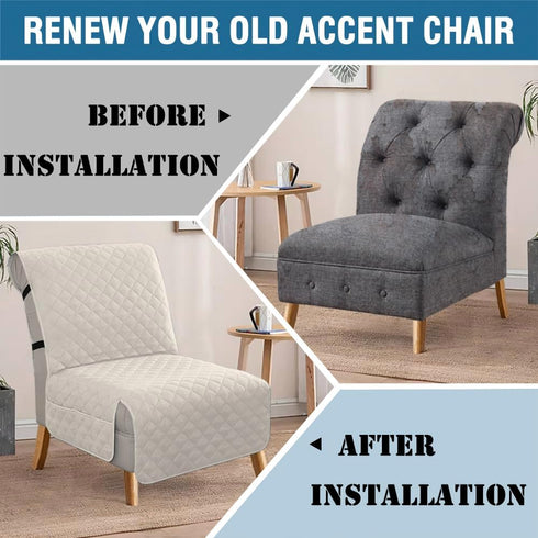 H.VERSAILTEX Water Resistant Accent Chair Cover Reversible Quilted Accent Chair Covers Without Arms Thick Soft Durable