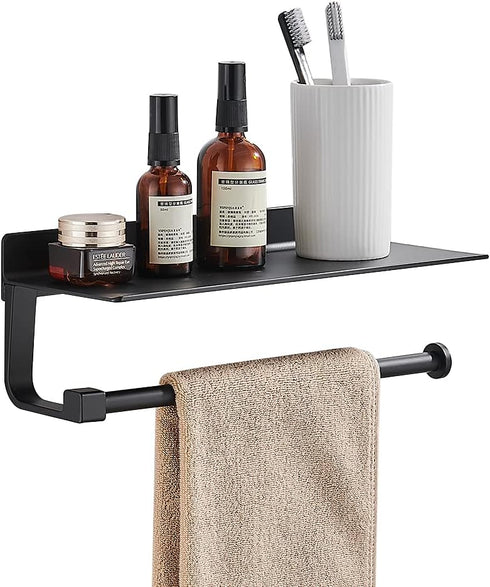 Hand Towel Holder for Bathroom -Paper Towel Holder Wall Mount - for Bathroom Black Paper Towel Holder with Shelf