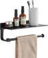 Hand Towel Holder for Bathroom -Paper Towel Holder Wall Mount - for Bathroom Black Paper Towel Holder with Shelf