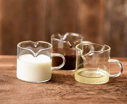 BCnmviku Clear Glass Shot Glasses Espresso Parts Double Spouts Milk Cup (Clear Glass-2Pack)