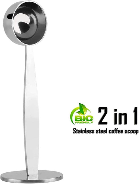 Espresso Scoop with Tamper - 2 In 1 Stainless Steel Coffee Spoon for Measuring and Tamping
