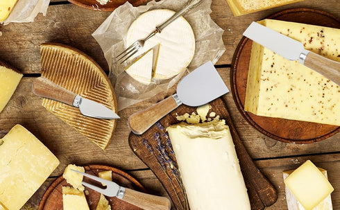 6 Piece Cheese Knives Set with Wooden Handle, Mini Stainless Steel Cheese Knife Set for Charcuterie