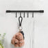 MIAOHUI Kitchen Rail with Hooks - Pot Hangers for Wall Mount, Utensil Rack with Removable S Hook, Aluminum, Black