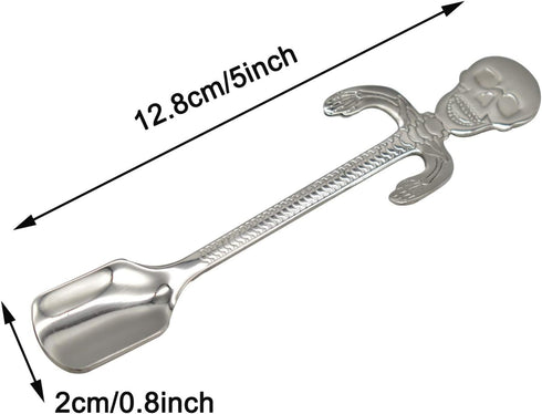 Maydahui 6PCS Skull Spoon 5 inch 18/10(304 )Stainless Steel Hanging Teaspoons Coffee Tea Sugar Espresso Dessert Stirring Spoons Design for Halloween Party Kitchen