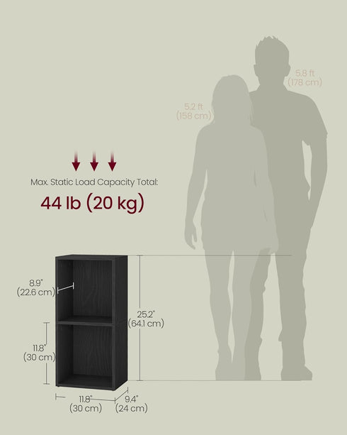 2-Tier 9.4 11.8 25.2 Inches, ULBC432B01 VASAGLE Custos Collection - Bookshelf, Bookcase, Book Shelf, Open Storage