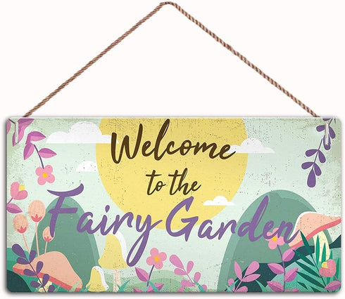 Welcome to The Fairy Garden Hanging Plaque Garden Shed Summerhouse Sign ,Garden Decor Sign,Wall Door Sign,12"X6"Sign(30151139)