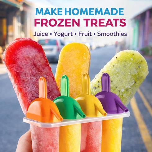 4 Set, Popsicle Molds Ice Pop Maker with Straw Large BPA Free Popsicle Mold Reusable Freezer Pop Maker for Juice Yogurt
