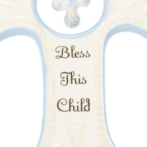 NAT and Jules Bless This Child Hanging Cross, Blue