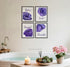 heshengzaixian Purple Flower Bathroom Wall Art Print, Mauve Rose Floral Relax Soak Unwind Quotes, Set of 4, 8X10in