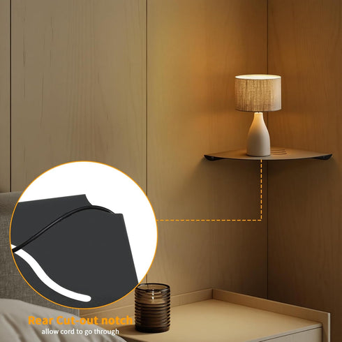 1Pack 9 Corner Shelf Wall Mount, Floating Corner Shelves,Corner withs Wire Hole for TV, Cable Box,Corner Wall Shelf