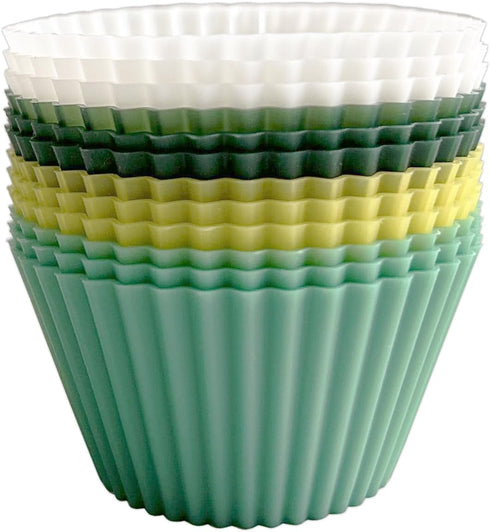 Silicone Muffin Baking Cups, 12 Pack Reusable Non-stick Cupcake Liners, BPA Free, Dishwasher Safe