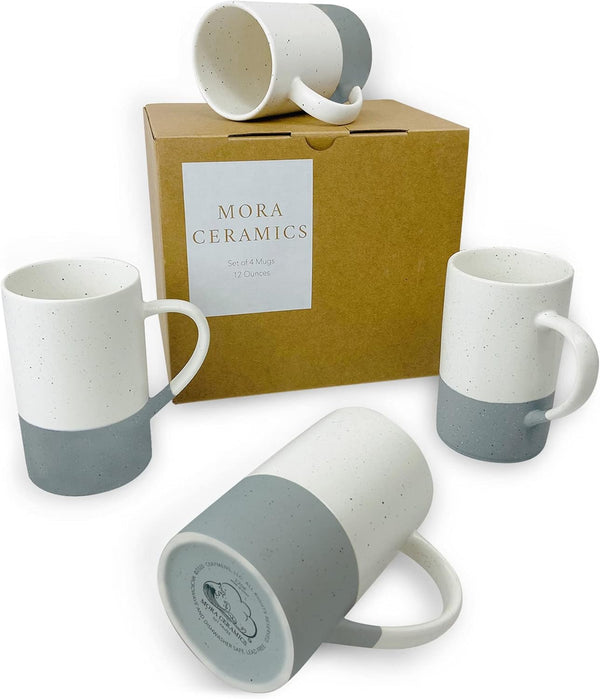 MORA Ceramics 12oz Coffee Mug Set of 4 - Ceramic Tea Cups