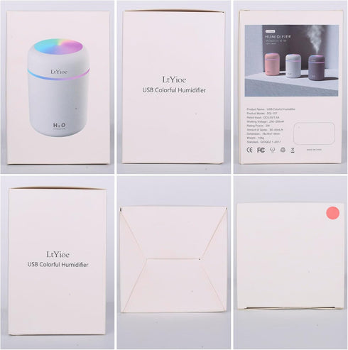 Mini Humidifier Cool Colorful USB Personal Desktop for Car, Office, Bedroom, Auto Shut-Off, 2 Mist Modes, Quiet (Pink)
