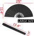 TIHOOD 2PCS Large Folding Silk Hand Fans - Black Chinese Tai Chi Fans for Men and Women Performance, Dance, Gift