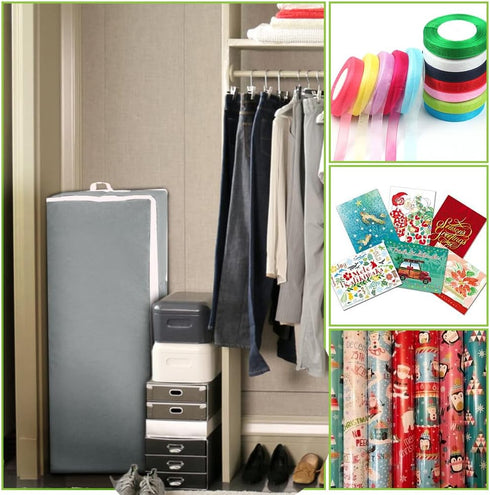 Primode Gift Wrap Organizer Under Bed Storage Container, 41”x14”x6” for 18-24 Rolls, 600D Oxford Material (Grey)