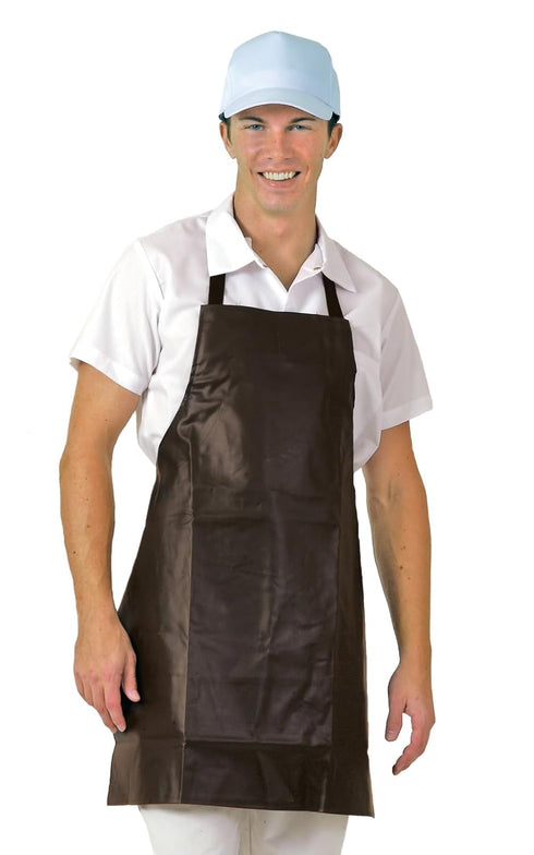Brown Short Bib Apron for Men - Carlisle FoodService