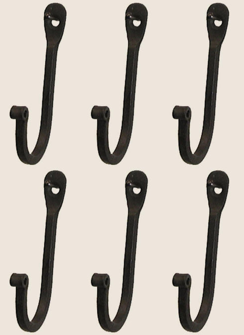 Colonial Tin Works Vintage Hand Forged Iron Classic Early American Plain Hook, Set of 12