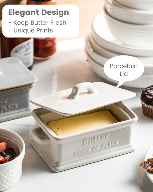 Countertop Zoeeker Butter Dish with Lid, Ceramic Butter Dish for Butter Holder Container Large Butter Keeper for East