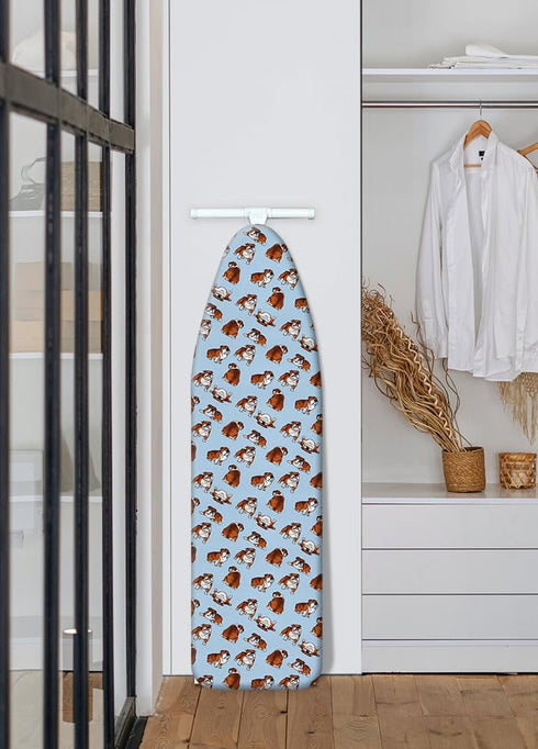 WIRESTER 15x54 Inch Ironing Board Cover, Silicone Coating, Replacement Cover with Elastic Edge, Bulldog Design