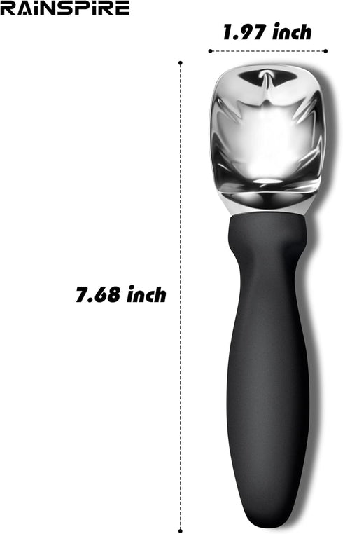 Rainspire Frozen Ice Cream Scoop Stainless Steel with Comfortable Handle, Ice Cream Scooper Heavy Duty, Ice Cream Spade