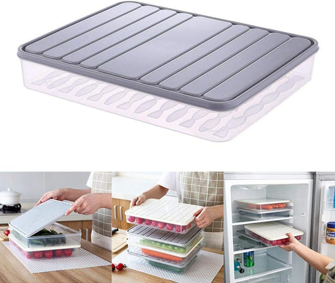 Food Storage Bin Vegetable Organizer with Lid, Clear Fridge Crisper to Keep Food Fresh, BPA Free Kitchen Organizer