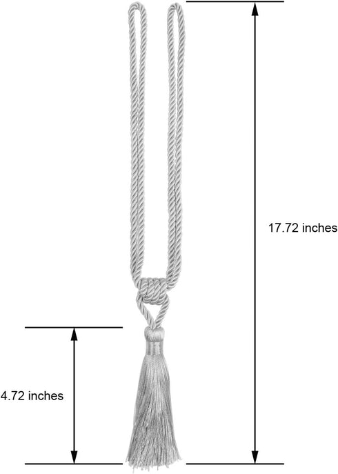 Fenghuangwu Curtain Tiebacks, Handmade Rope Curtain Tie Backs for Home Decor (Silver, 4p)
