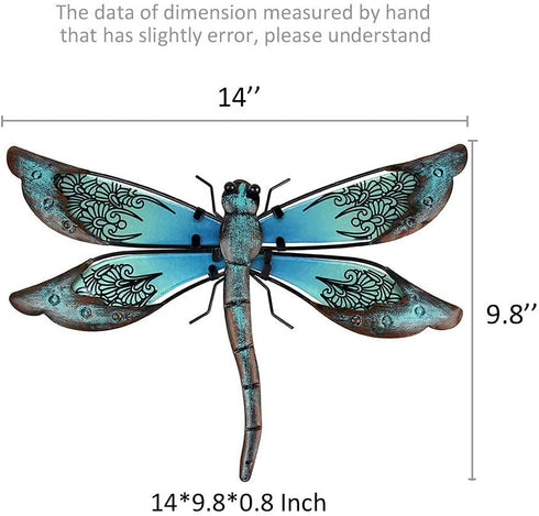 LIFFY Metal Dragonfly Wall Decor, Outdoor Garden Art for Patio, Living Room, 14inch