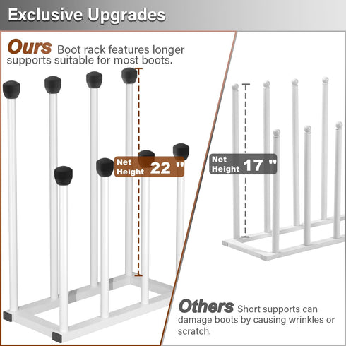 Tigerden 4 Closet, Free Standing Shoe Racks, Tall Black Metal Boot Rack Organizer for Pairs, Knee-High Boot Storage