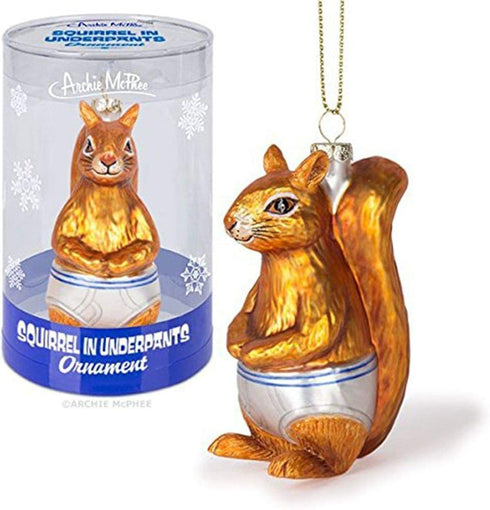 Mcphee Archie Accoutrements Ornament Squirrel in Underpants Glass for Christmas